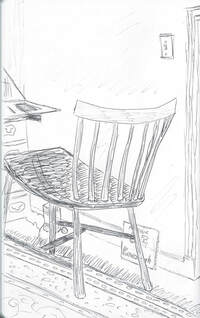 Sketch of the chair I write in.